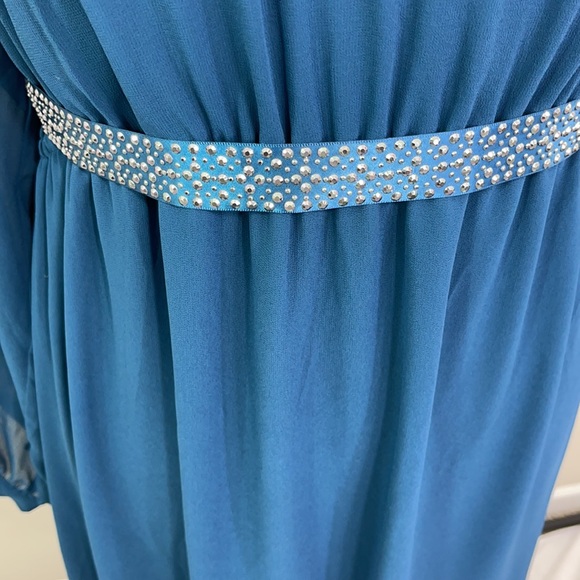 H&M Mama Teal Chiffon Dress with Embellished Belt - Picture 5 of 12